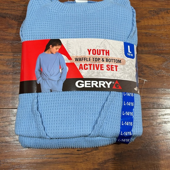 Gerry -Blue youth waffle top & bottom set-Active set - Picture 1 of 9